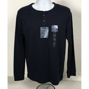 Croft n Barrow Mens Top Size S Easy Care Henley Navy Long Sleeve Navy Blue New
